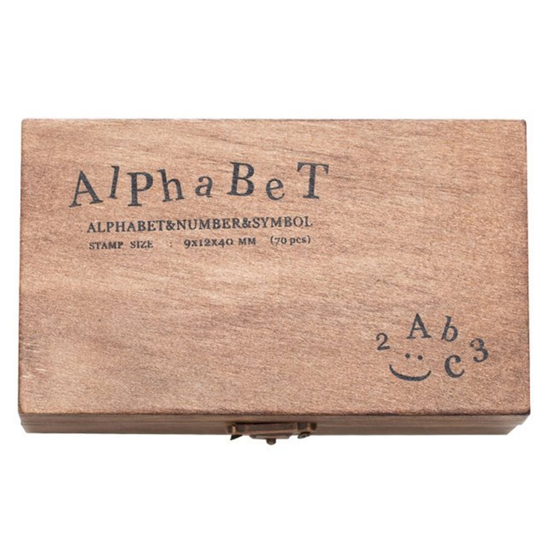 تصویر مهر چوبی جعبه چوبی الفبا و اعداد