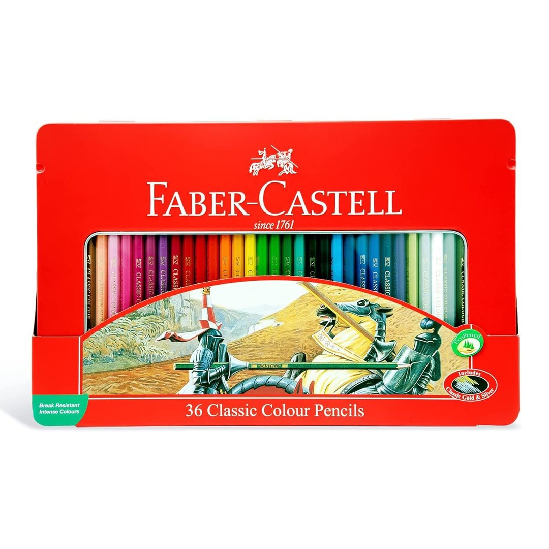 تصویر مداد رنگی 36 رنگ جعبه فلزی فابرکاستل 115846