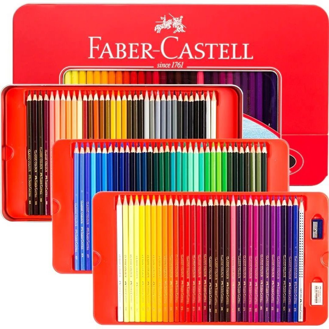 تصویر مداد رنگی 100 رنگ جعبه فلزی فابرکاستل 115805